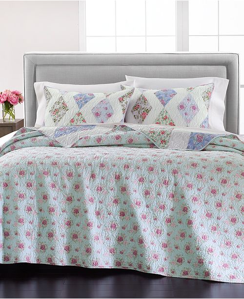 Martha Stewart Collection Reversible Diamond Floral Patchwork King/Cal