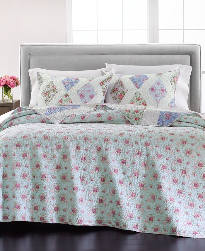 martha-stewart-collection-last-act-reversible-diamond-floral-patchwork-full-queen-quilt