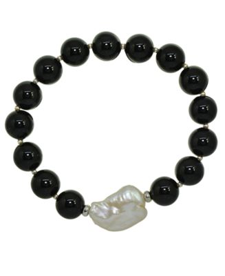 Macy's Genuine Stone Bead Biwa Pearl Stretch Bracelet & Reviews ...