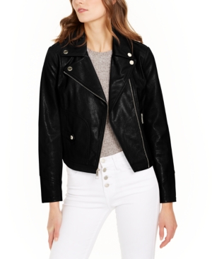 image of Guess Faux-Leather Moto Jacket