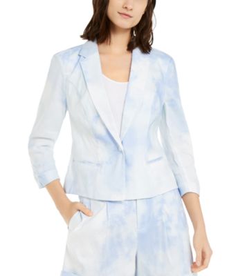 INC International Concepts - Short Tie-Dye Linen-Blend Blazer