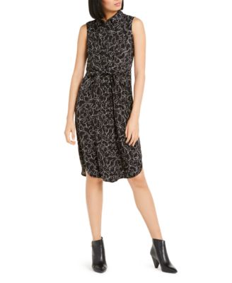 Alfani - Sleeveless Tie-Waist Shirtdress