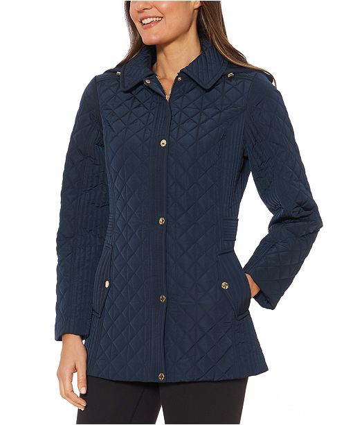 Jones New York Water Resistant Hooded Quilted Jacket And Reviews Coats Women Macys