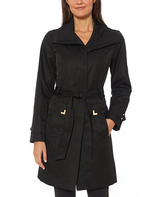 Jones New York Belted Wing-Collar Raincoat - Macy's