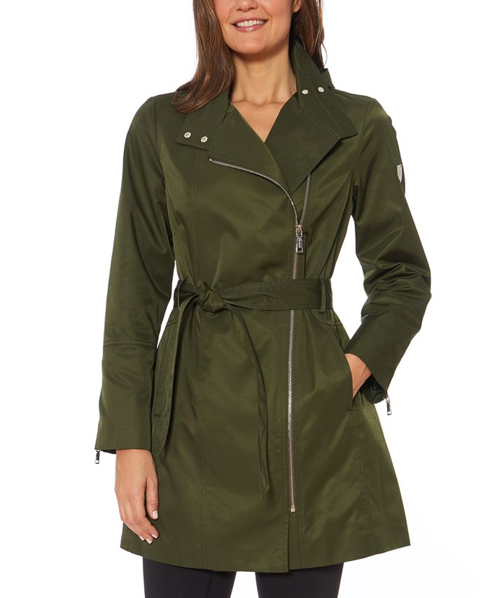 Vince Camuto Hooded Water-Resistant Belted Raincoat - Macy's