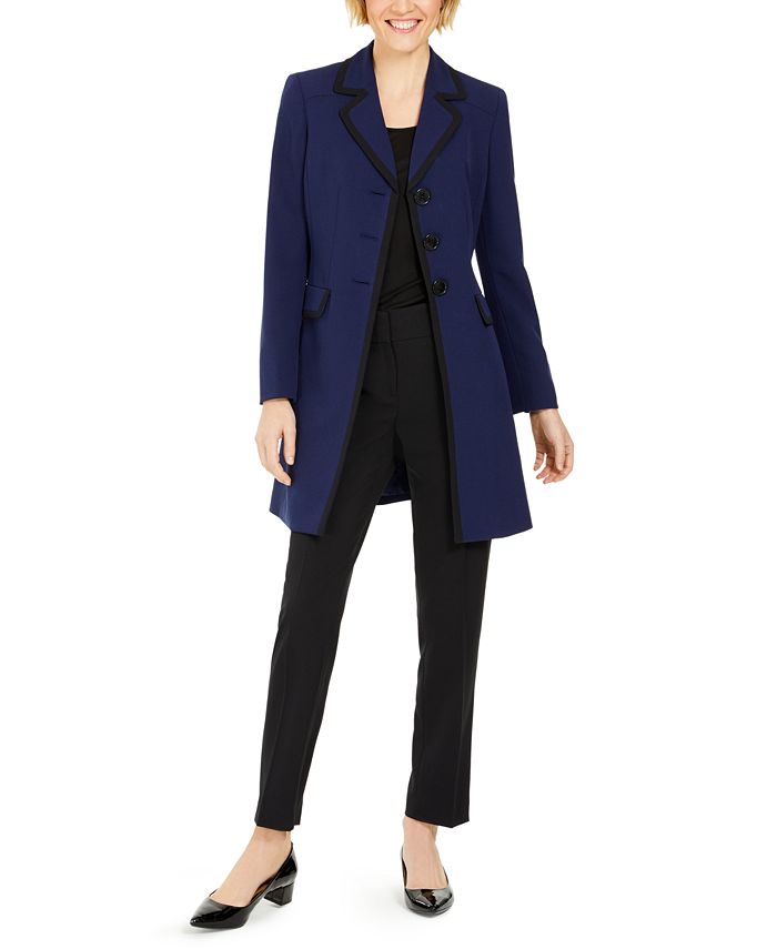 Le Suit Belted Topper-Jacket Pantsuit - Macy's