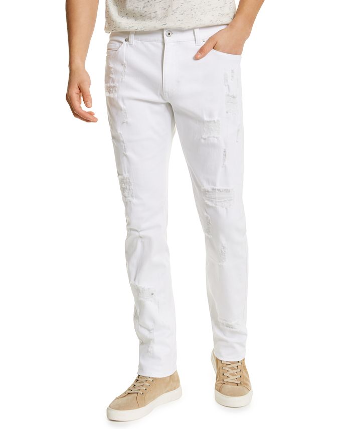 Sun + Stone Men's Ripped White Jeans with Recycled Repreve, Created for ...
