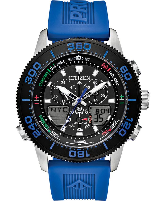 Eco-Drive Men's Promaster Sailhawk Analog-Digital Blue Polyurethane Strap  Watch 44mm