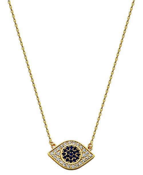 Macy's Evil Eye Cubic Zirconia Necklace in Fine Silver Plate & Reviews