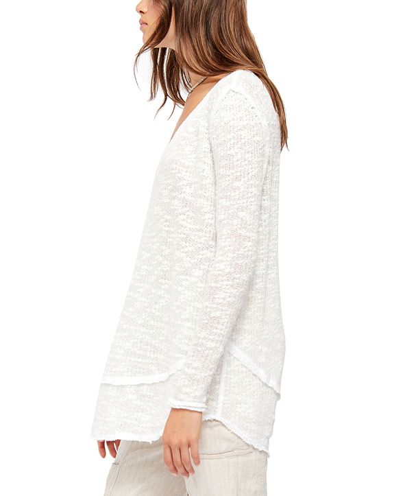 Free People Women's Ocean Air Hacci Top Brown Size X-Large