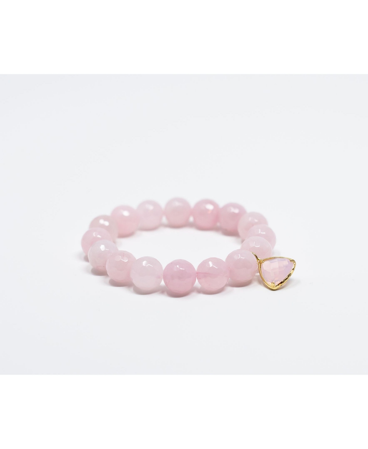 Katie'S Cottage Barn Faceted Rose Quartz Gemstone with Blush Pink Crystal Pendant Bracelet