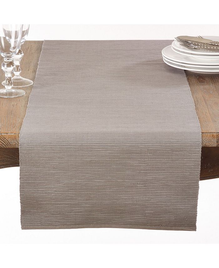 Saro Lifestyle Taupe Ribbed Table Runner - Macy's