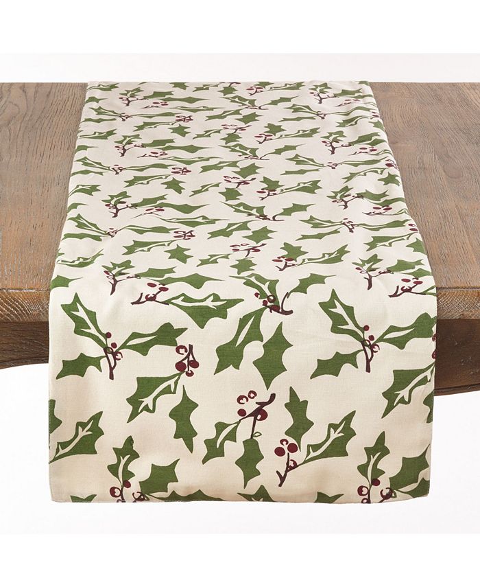 Saro Lifestyle Holly Berry Table Runner - Macy's