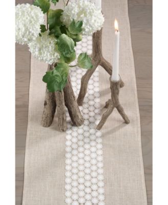 Daisy Lace Design Country Linen Blend Table Runner
