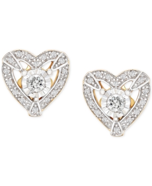 image of Diamond Heart Halo Stud Earrings (1/4 ct. t.w.) in 14k Gold