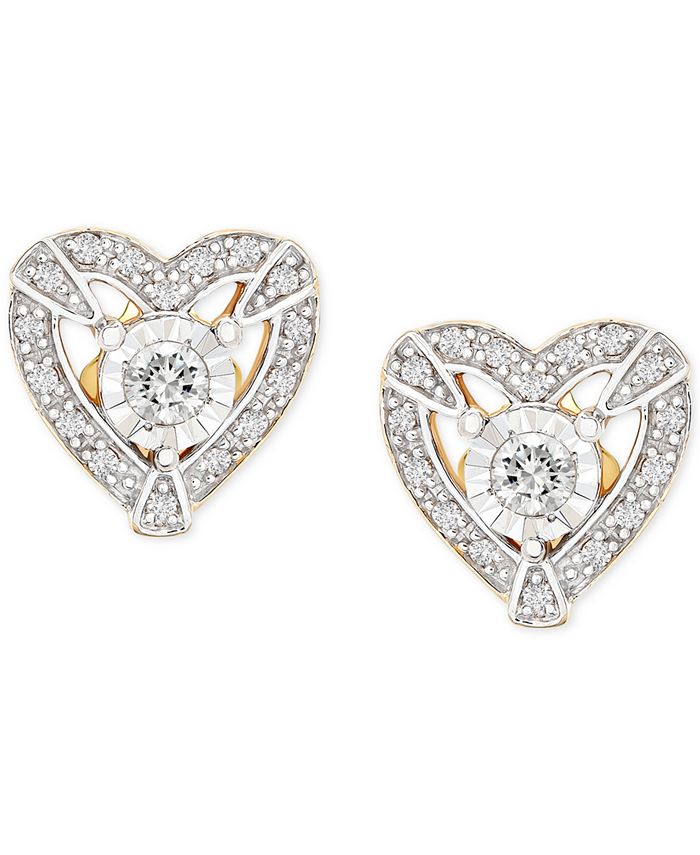 Wrapped Heart Halo Stud Earrings (1/4 ct. t.w.) in 14k Gold - Macy's