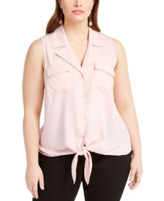 Roaman's Women's Plus Size Sleeveless Kate Big Shirt Button Down Shirt