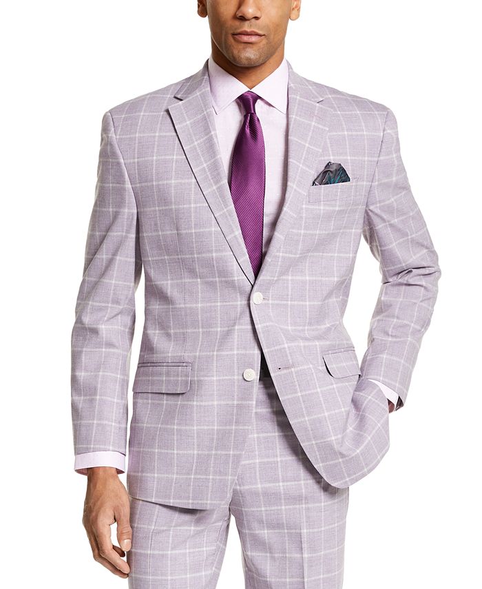 Sean John Men s Classic Fit Lavender Windowpane Suit Separate