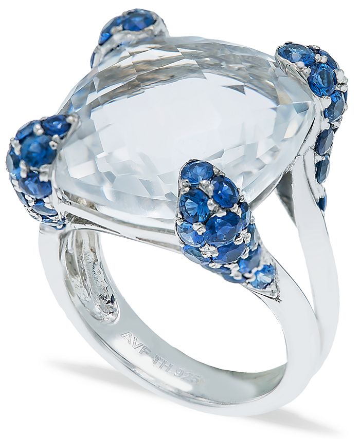 Macy's - White Quartz (14-1/2ct) Blue Sapphire (2-1/4 ct. t.w.) Ring in Sterling Silver