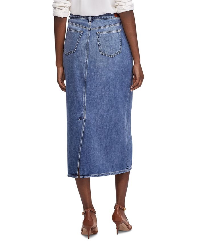 Lauren Ralph Lauren Cotton Denim Skirt - Macy's