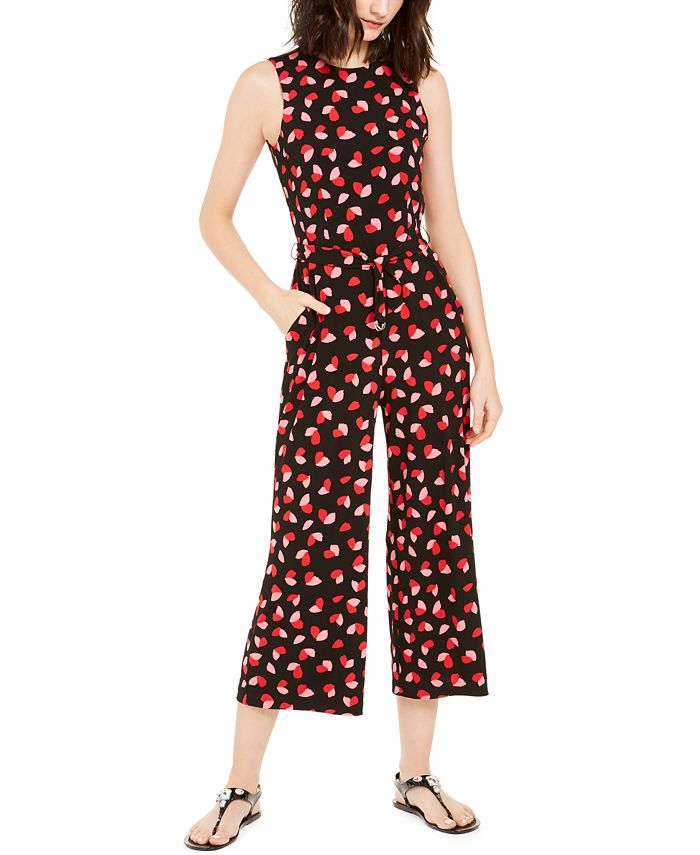 Michael Kors Printed Sleeveless Cropped Jumpsuit Macy s