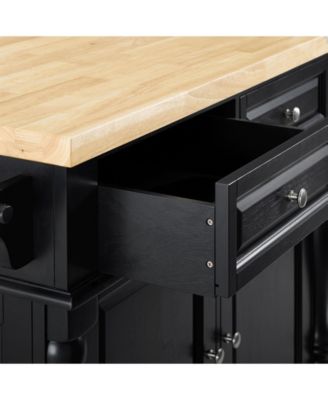 Oxford Butcher Block Top Kitchen Island With 24" Upholstered Saddle Stools