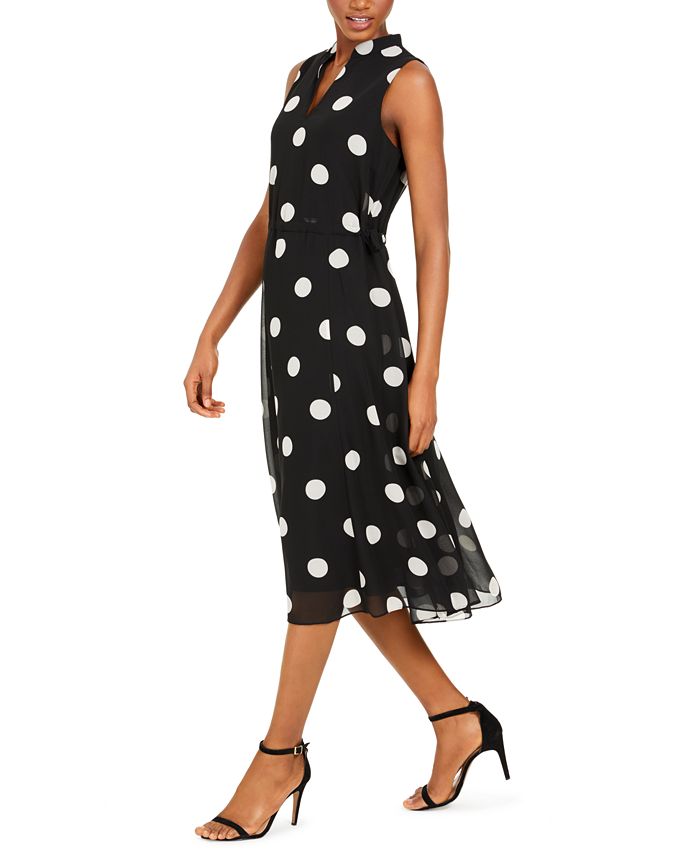 anne klein dot print midi dress