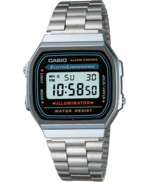 Casio Unisex Digital Stainless Steel Bracelet Watch 32mm In Black