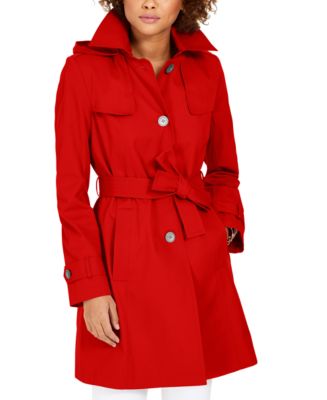 Via Spiga Belted Hooded Water-Resistant Trench Coat - Macy's