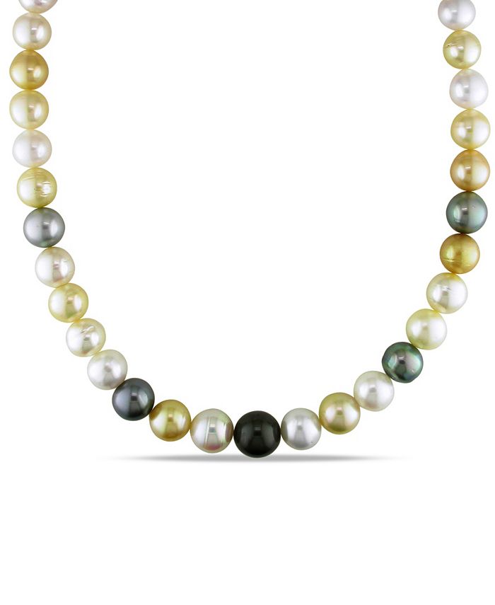 Macy's - Multi-Color South Sea and Tahitian Pearl (10-12.5mm) 18" Strand Necklace 14k Yellow Gold Clasp
