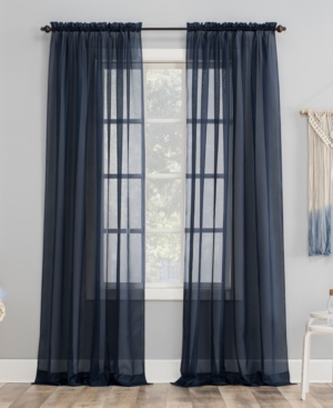 No. 918 Sheer Voile Rod Pocket Top Curtain Panel, 59" X 95" In Navy