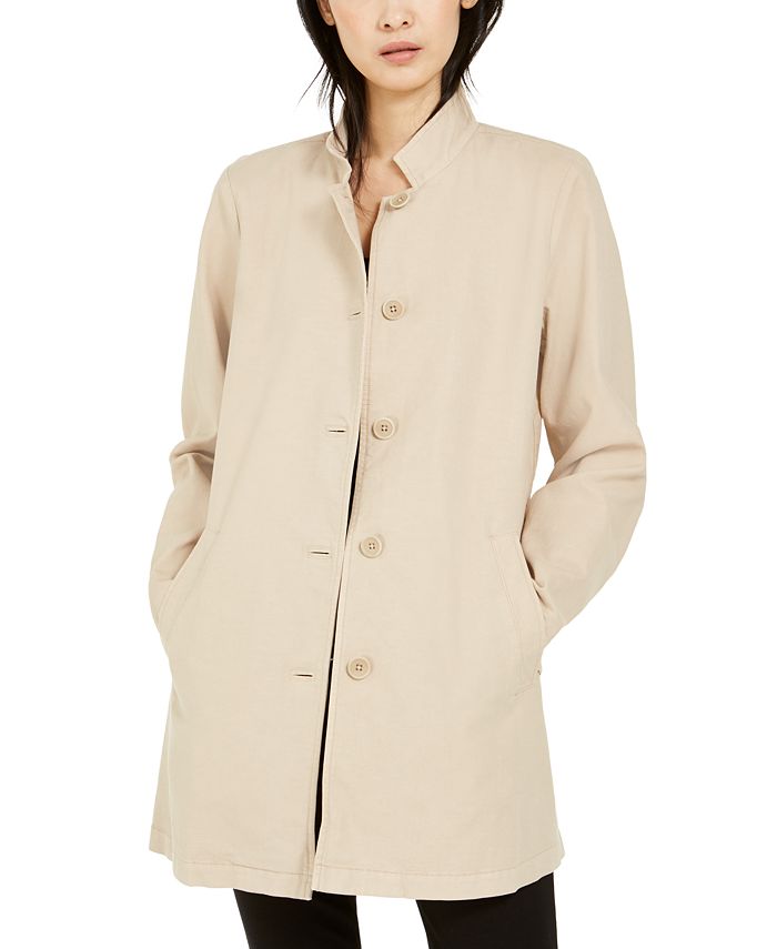 Eileen fisher long hotsell stand collar puffer coat