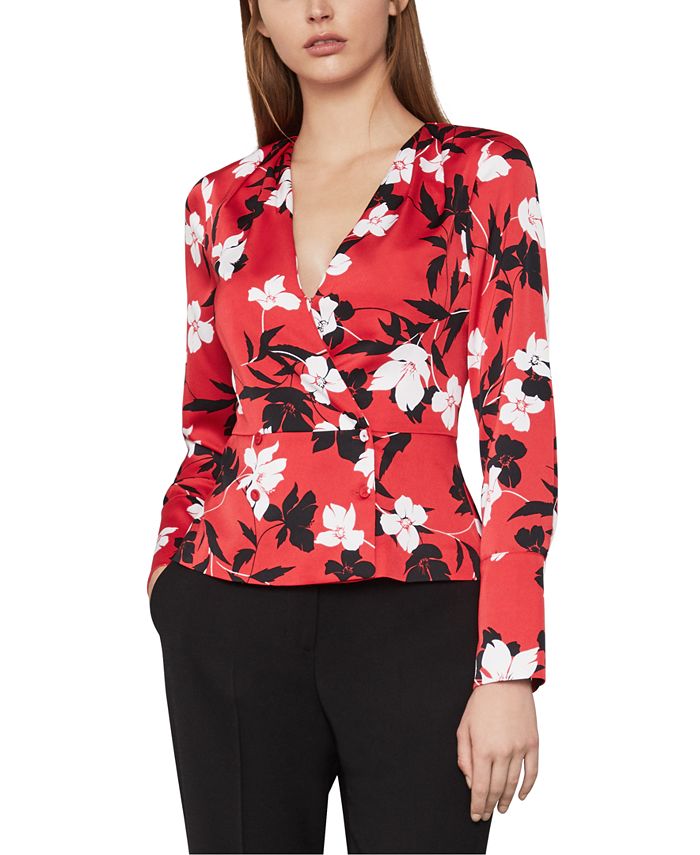 BCBGMAXAZRIA FloralPrint Wrap Top Macy's