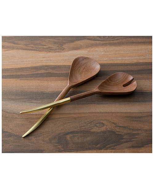 Classic Touch Wooden Salad Servers with GoldTone Handle & Reviews