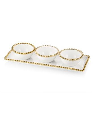 Classic Touch Bowl with Beaded Design Relish Dish - Macy's