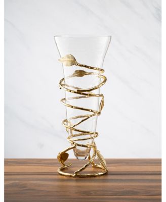 Glass Vase with Removable Gold Leaf Base