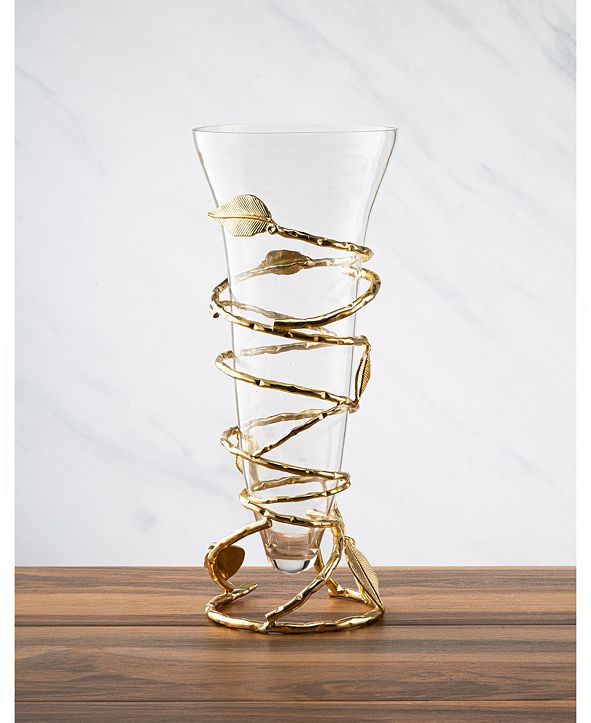 Classic Touch Glass Vase with Removable Gold Leaf Base & Reviews