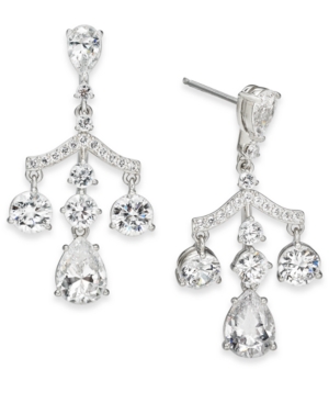 image of Eliot Danori Silver-Tone Cubic Zirconia Chandelier Earrings, Created for Macy-s