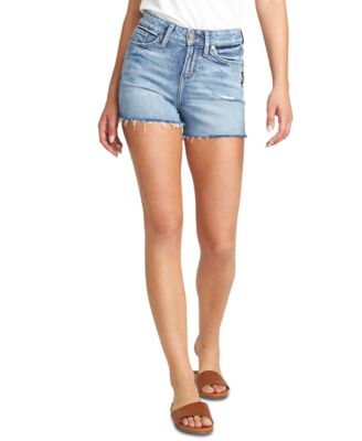 womens silver jean shorts