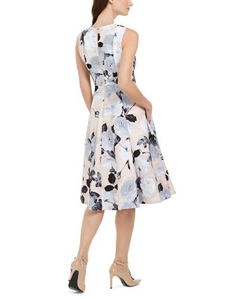 Calvin Klein Floral-Print Fit & Flare Midi Dress - Macy's