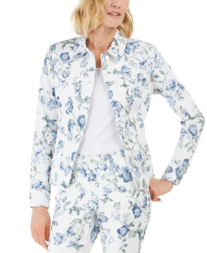 Charter Club Floral Jacquard Denim Jacket Created for Macy's
