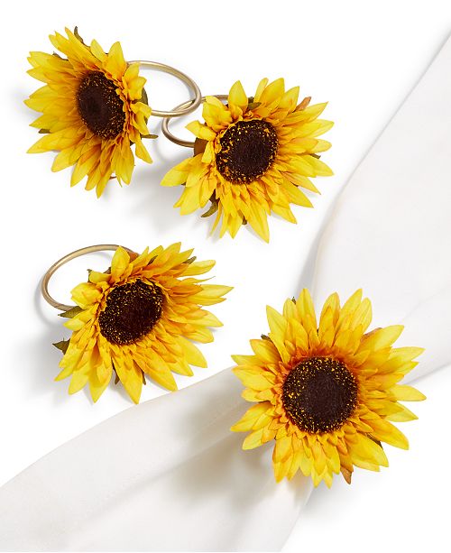 Martha Stewart Collection Americana Sunflower Napkin Rings Set Of 4 Created For Macy S Reviews Table Linens Dining Macy S