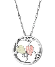 Circle Pendant 18" Necklace in Sterling Silver with 12K Rose and Green Gold