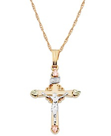 Crucifix Pendant in 10k Yellow Gold with 12k Rose and Green Gold