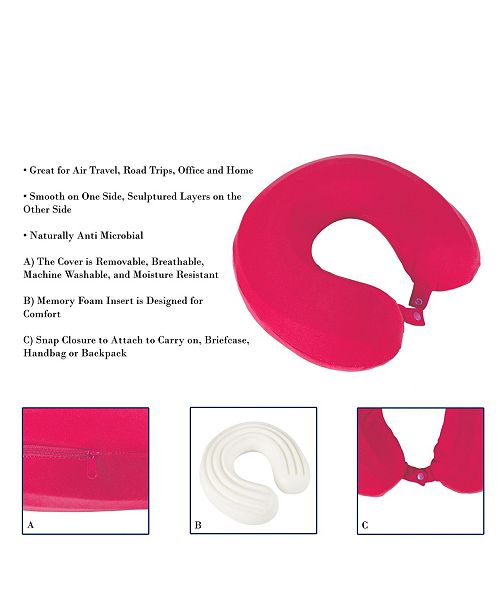 Baldwin Home Round U Shaped Memory Foam Travel Pillow With