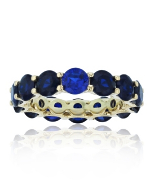 image of Created Spinel Eternity Band in 14k Yellow Gold Plated Plated Sterling Silver