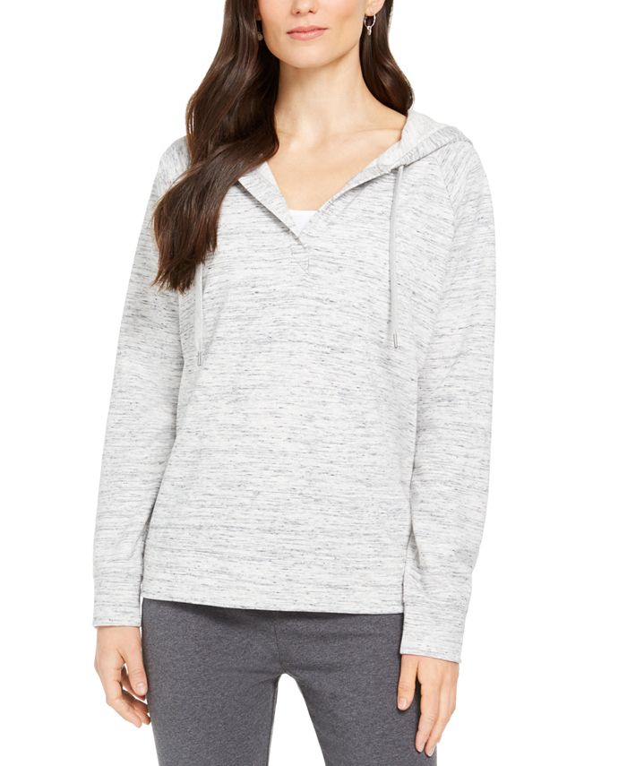 Style & Co Heathered Split-Neck Hoodie, Created for Macy's - Macy's