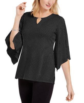 JM Collection Embellished Flared-Sleeve Top, Created for Macy's - Macy's