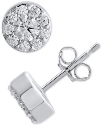 Macy's - Diamond Halo Stud Earrings (1/2 ct. t.w.) in 14k White Gold