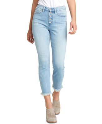 women's button fly skinny jeans
